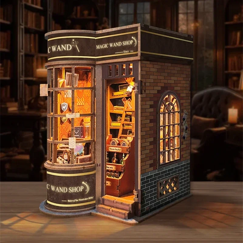 Diy Wooden Book Nook Kit Shelf Insert - Kit di modellini in legno fai-da-te,