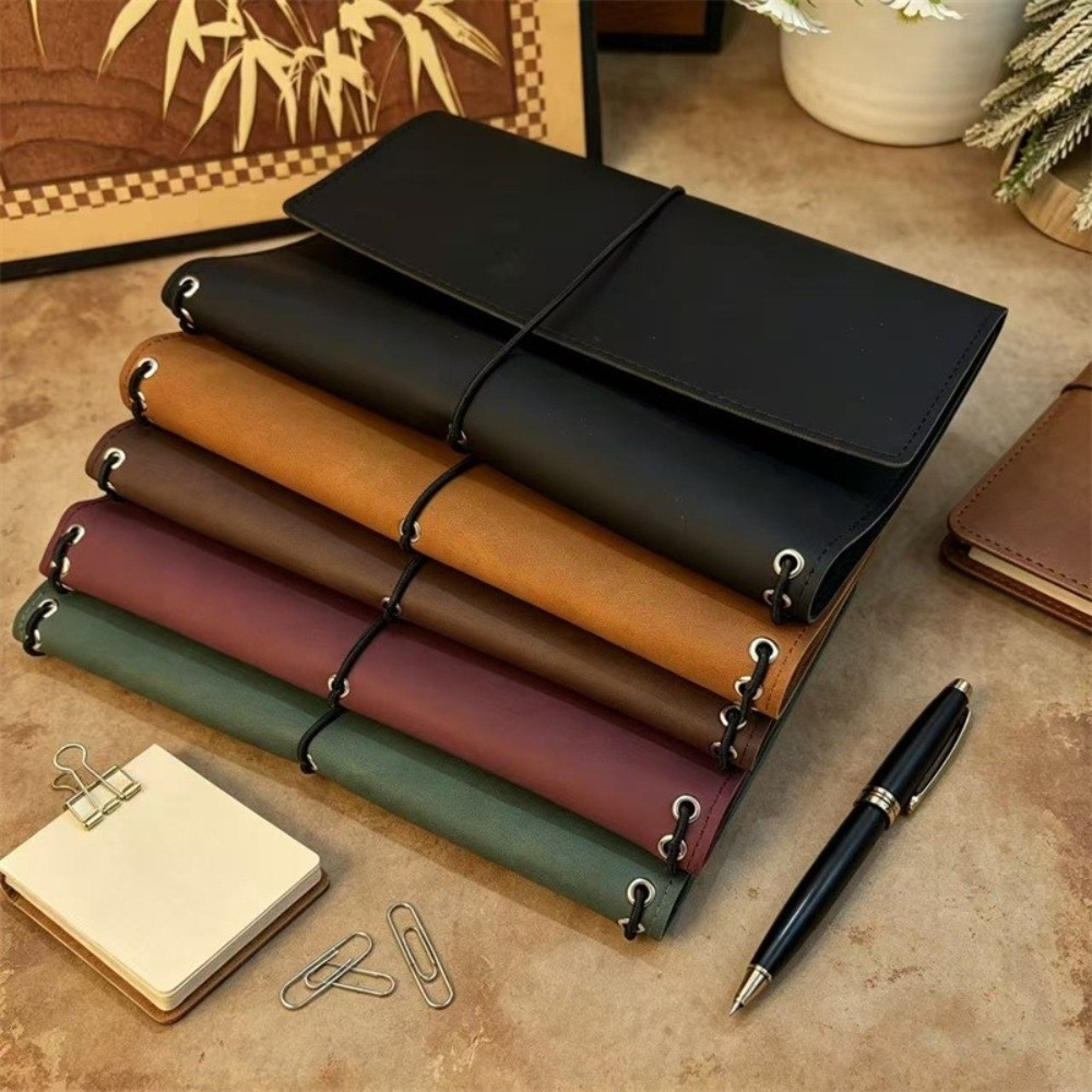 Vintage Leather Journal Notebook - Organizer per taccuino A5, copertina compatta